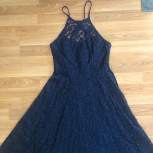 New Lulu’s Navy Blue Lace Midi Dress